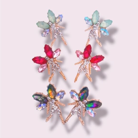 Fairy Tinkerbell Sparkling Rhinestones Earrings - Picture 1 of 12